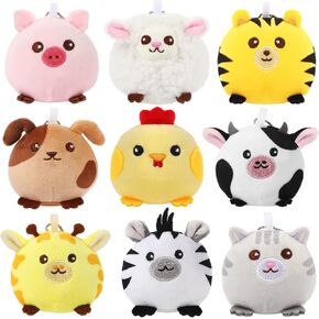 Skylety 9 Pcs Mini Plush Stuffed Animals Bulk 3.15 Inch Cute Soft Decompress Animals Plush Toys for Baby Shower Birthday Party Gifts Classroom Prizes Easter Basket Stuffers(Farm Animals)