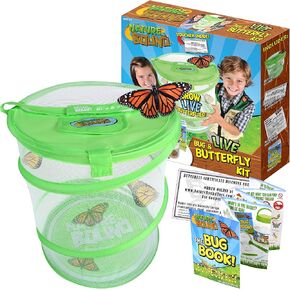 Nature Bound Butterfly Growing Kit - Live Caterpillar to Butterfly Project for Kids - Includes Voucher for Caterpillars, Green Pop-Up Enclosure, and STEM Learning Guide