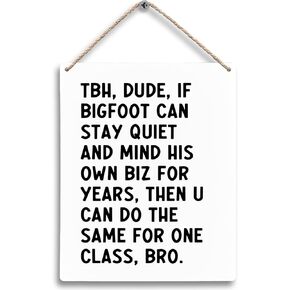 FUGWN Funny School Classroom Hanging Wooden Signs 8x10, High School Classroom Decor, Middle School Classroom Decor, Funny TBH Bro I Can’t Make U Care School Classroom Wall Decor Gifts for Teacher