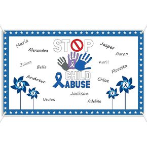 Frienda Child Abuse Awareness Poster Blue Pinwheel Abuse Prevention Autograph Poster for Students Mental Health April Child Abuse Prevention Month Charity Campaign Fundraising