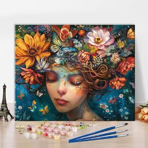 TUMOVO Vintage DIY Paint by Numbers for Adults, Vintage Floral with Wildflowers and Bumblebee Paint by Number Kits with Brushes and Pigment for Home Wall Decoration, Art Crafts, 16"x20"