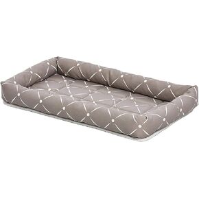 Midwest Homes for Pets 40222-MRD Quiet Time Couture Ashton Bolster Pet Bed, Small Dog/22, Mushroom, Mushroom & White Diamond Pattern, 22-Inch
