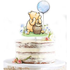 Classic Winnie Cake Topper - Blue Winnie Bear Centerpiece for Boys, Baby Shower and Birthday Party Decorations