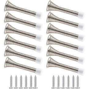 Newwiee 60 Pack Spring Door Stopper Bulk with Rubber Bumper 3.35‘' Flexible Spring Heavy Duty Wall Door Stop Low Mounted for Home Bedroom Bathroom (Silver)