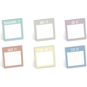 Colorful to Do Sticky Note Assortment / 3" x 3" Vibrant Repositionable Sticky Notes/Set of 6 Motivational Phrase Pads/Made in The USA