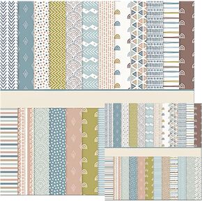 Scrapbook Paper, BOHO Scrapbook Sheet Paper, 48 Sheets 12 Design Double-Sided Rainbow Printing, DIY Origami Decorative Craft Paper, Photo Album Decor 12x12in(Double-Sided)& 6x6in(Single-Sided)