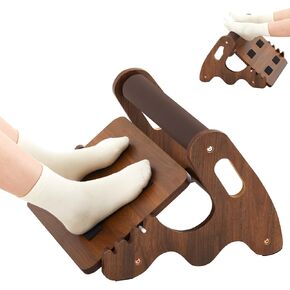 Under Desk Footrest, Rocking Foot Stool with 3 Adjustable Heights Positions for Under Desk, Wooden Office Footrest with Soft Crossbar and Anti-Slip Surface for Home and Office