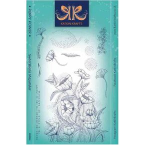 KatKin Krafts Poppy Power 6 in x 8 in Clear Stamp Set, 6 x 8 in, Transparent