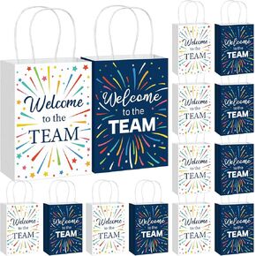 Kolldenn 24 Pcs Welcome to the Team Paper Gifts Bags Bulk for New Employee Welcome to the Team Gift Bags with Handles for New Employee Appreciation Gifts Office Supplies