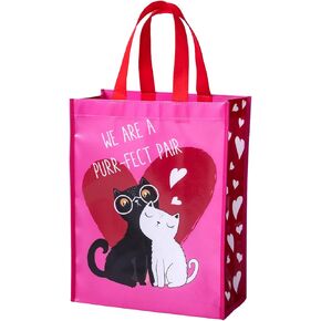 WRAPAHOLIC Medium Reusable Gift Bag with Handles - 10 x 5.5 x 13 inch - Funny Cat, I Tolerate You, Perfect for Anniversary