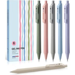 Gel Pens, 6 Pcs Quick Dry Blcak Gel Ink Pens, 0.5mm Fine Point Smooth Writing Pens for Journaling and Note Taking, Cute Aesthetic Pens for Women & Men-Sand Gold