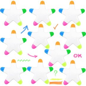 50 PCS Star Highlighters Bulk Colorful Highlighters Creative Star Shape Watercolor Highlighter Pen 5-in-1 Assorted Colors Fluorescent Pens for Students School Office Stationery Aesthetic Supplies