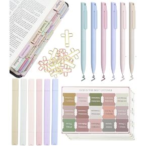 Bible Study Supplies, Bible Journaling Kit, Bible Cross Paper Clips, Bible Highlighters and Pens No Bleed, Bible Tabs, Bible Journaling Supplies