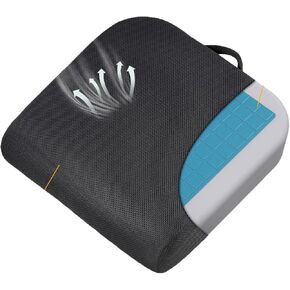 Gel Seat Cushion - Memory Foam Cushion for Office Chair, Car Seat, and Wheelchair - Ergonomic Gel-Infused Cushion for Tailbone Support,and Lower Back Comfort - Portable & Washable