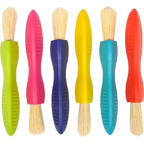 READY 2 LEARN Triangle Grip Toddler Paint Brushes - 6 Bright Colors - Paintbrush Set for Toddler Art - Thick Kids Paint Brushes - Art Supplies for Toddlers 1-3