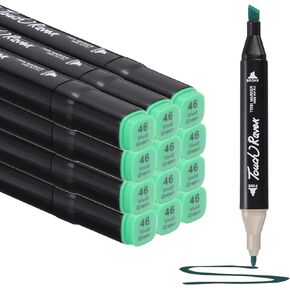 PATIKIL Dual Tip Alcohol Art Markers, 12 Pcs Black Barrel Alcohol Markers with Brush Tip and Fine Tip for Illustration Artist Adult Coloring Drawing Permanent Sketching, Black