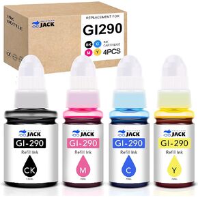 Printers Jack Compatible Canon GI290 GI-290 Refill Ink Bottle Kit for Canon PIXMA G4210 G3200 G4200 G2200 G1200 Megatank Printers