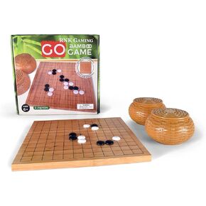 Beginner’s Go Game Set with Reversible Bamboo 13 x 13/9 x 9 Grid Go Board, Bowls, & Single Convex Melamine Stones