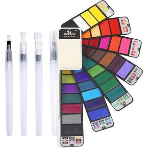 MEEDEN Travel Watercolor Paint Set: Portable 42 Assorted Water Colors Paint Kit with 4 Brushes