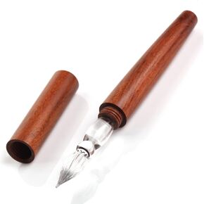 Number 72 Handmade Glass Dip Pen - Crystal Spiral Tip Smooth Cylindrical Pen for Writing Drawing Signature Calligraphy Pen Wood Glass Pen (Brown)