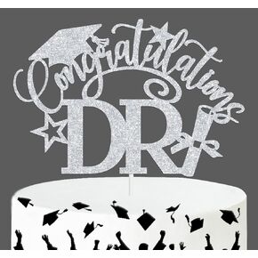 Ferburitar Congratulations DR Cake Topper, Congrats Grad/Doctoral Degree Cake Decor, Class of 2024 Graduation Party Decorations Supplies, Gold Glitter