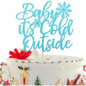 1 PCS Happy Birthday Snowflake Cake Topper Glitter Winter Frozen Snowflake Birthday Cake Pick Decoration for Winter Wonderland Baby Shower Kids Birthday Christmas Party Decorations Supplies Blue