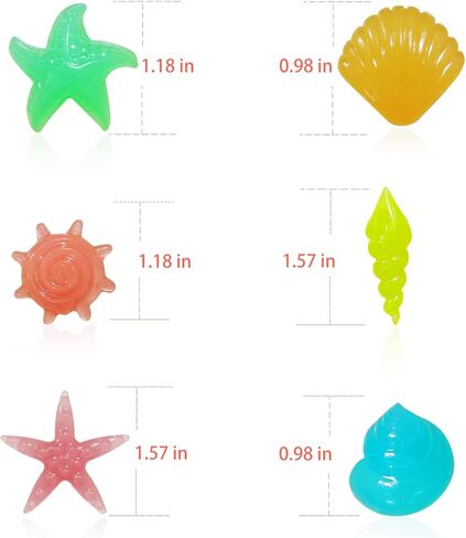 WishLotus Fish Tank Decorative Stones, 100 PCS Resin Colored Aquarium Glow Stone Pebbles, Smooth and Realistic Sea Life Shapes Aquarium Landscaping Stones for Decorating Fish Tanks and Vases (A) in Saudi Arabia