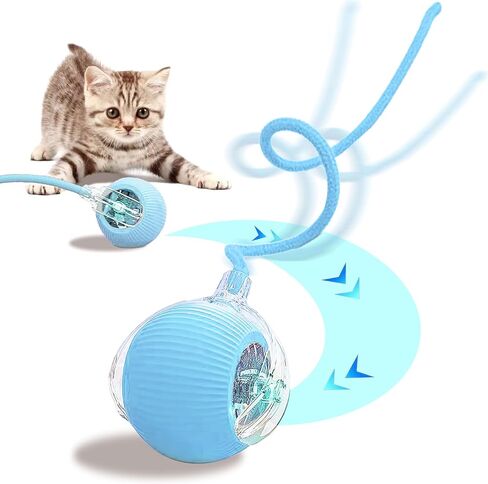 Cat Toys for Indoor Cats, Interactive Cat Ball Self Moving, Automatic Kitten Toy, Smart 360° Electric Rolling Dog Ball Toys USB Rechargeable Quiet Play for Bored Indoor Cats (Red) in Saudi Arabia