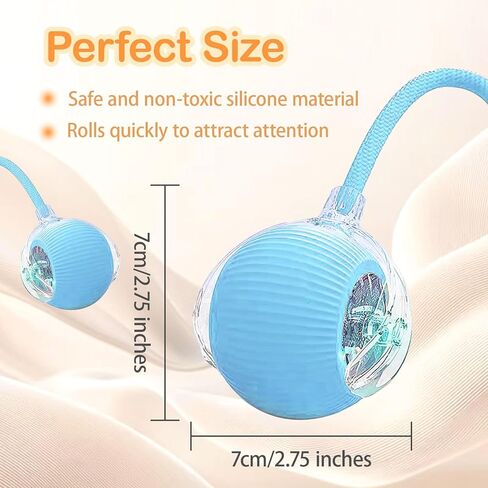 Cat Toys for Indoor Cats, Interactive Cat Ball Self Moving, Automatic Kitten Toy, Smart 360° Electric Rolling Dog Ball Toys USB Rechargeable Quiet Play for Bored Indoor Cats (Red) in Saudi Arabia