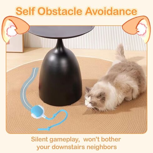 Cat Toys for Indoor Cats, Interactive Cat Ball Self Moving, Automatic Kitten Toy, Smart 360° Electric Rolling Dog Ball Toys USB Rechargeable Quiet Play for Bored Indoor Cats (Red) in Saudi Arabia