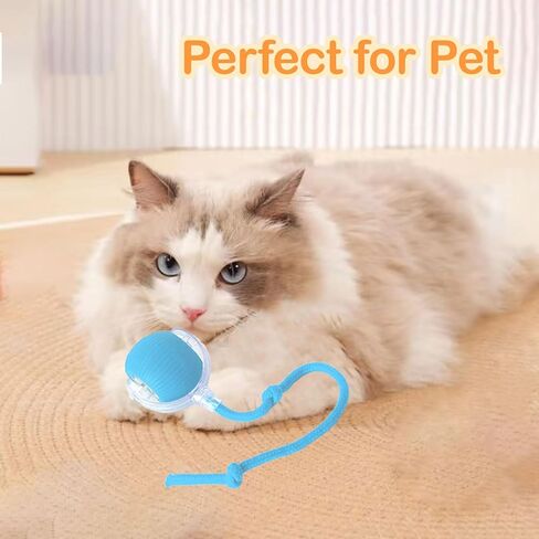 Cat Toys for Indoor Cats, Interactive Cat Ball Self Moving, Automatic Kitten Toy, Smart 360° Electric Rolling Dog Ball Toys USB Rechargeable Quiet Play for Bored Indoor Cats (Red) in Saudi Arabia
