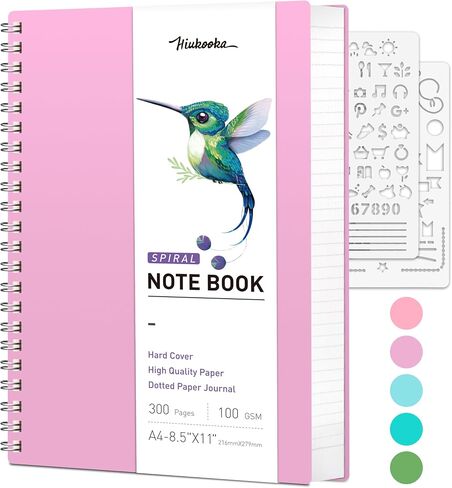 HIUKOOKA Bullet Dotted Journal - 300 Pages Large A4 Spiral Dotted Grid Notebook, 100gsm Dot Grid Paper, 8.5"x11" Hardcover Spiral Notebook for Sketching, Note Taking, Journals for Women&Men(Purple) in Saudi Arabia