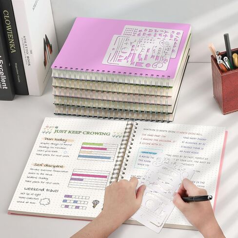 HIUKOOKA Bullet Dotted Journal - 300 Pages Large A4 Spiral Dotted Grid Notebook, 100gsm Dot Grid Paper, 8.5"x11" Hardcover Spiral Notebook for Sketching, Note Taking, Journals for Women&Men(Purple) in Saudi Arabia