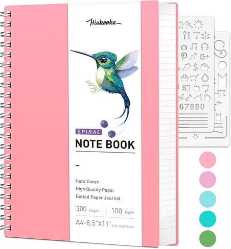 HIUKOOKA Bullet Dotted Journal - 300 Pages Large A4 Spiral Dotted Grid Notebook, 100gsm Dot Grid Paper, 8.5"x11" Hardcover Spiral Notebook for Sketching, Note Taking, Journals for Women&Men(Purple) in Saudi Arabia