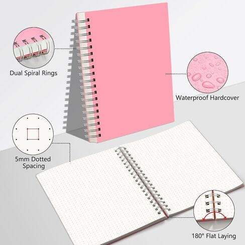 HIUKOOKA Bullet Dotted Journal - 300 Pages Large A4 Spiral Dotted Grid Notebook, 100gsm Dot Grid Paper, 8.5"x11" Hardcover Spiral Notebook for Sketching, Note Taking, Journals for Women&Men(Purple) in Saudi Arabia