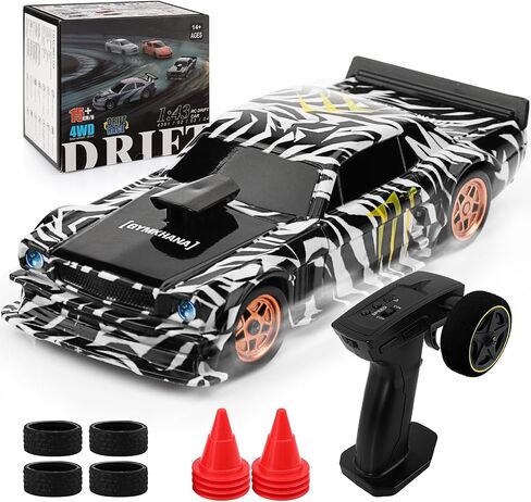 1/43 Scale Mini Drift Car with Throttle & Steering Full Proportional Control, RTR 2.4GHz Remote, 2 Sets of Tires, 8 Road Cones, High-Speed Rc Drift Car Simulate Led Car Light - Blue in Saudi Arabia
