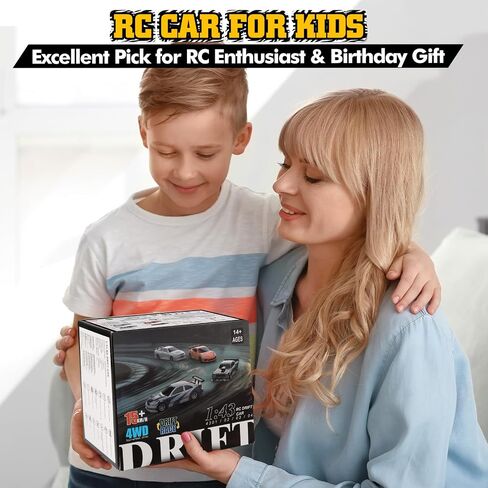 1/43 Scale Mini Drift Car with Throttle & Steering Full Proportional Control, RTR 2.4GHz Remote, 2 Sets of Tires, 8 Road Cones, High-Speed Rc Drift Car Simulate Led Car Light - Blue in Saudi Arabia