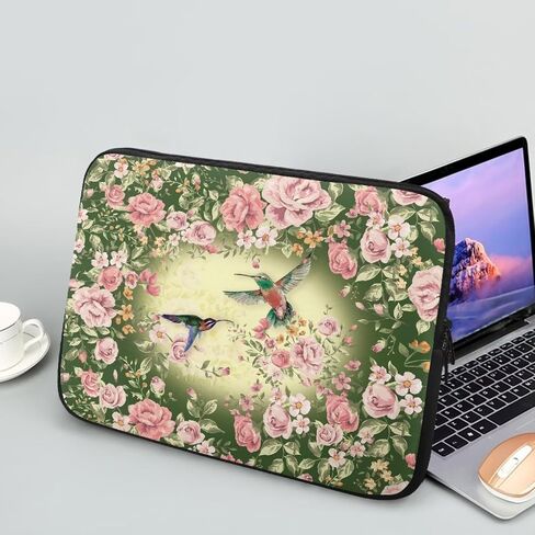 Hummingbird Pink Rose Flowers Print 17 Inch Computer Carrying Case Protective Laptop Bag with Zipper in Saudi Arabia
