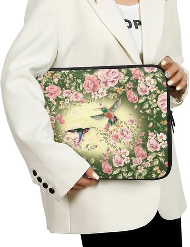 Hummingbird Pink Rose Flowers Print 17 Inch Computer Carrying Case Protective Laptop Bag with Zipper in Saudi Arabia