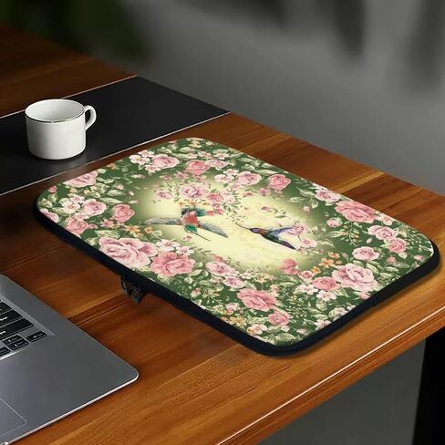 Hummingbird Pink Rose Flowers Print 17 Inch Computer Carrying Case Protective Laptop Bag with Zipper in Saudi Arabia