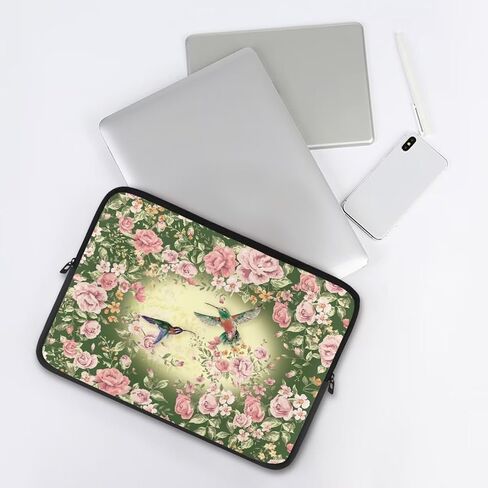 Hummingbird Pink Rose Flowers Print 17 Inch Computer Carrying Case Protective Laptop Bag with Zipper in Saudi Arabia