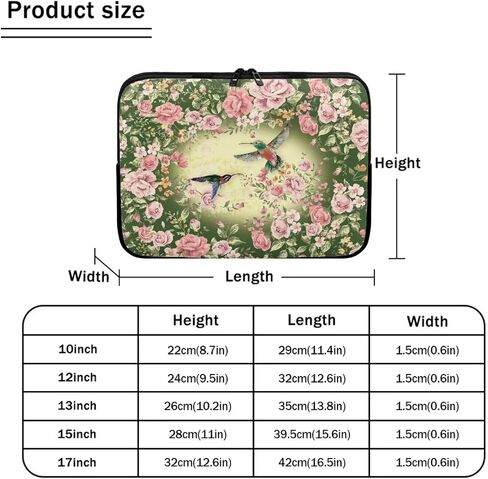 Hummingbird Pink Rose Flowers Print 17 Inch Computer Carrying Case Protective Laptop Bag with Zipper in Saudi Arabia