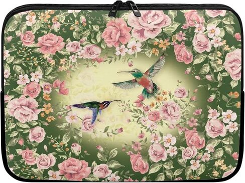 Hummingbird Pink Rose Flowers Print 17 Inch Computer Carrying Case Protective Laptop Bag with Zipper in Saudi Arabia