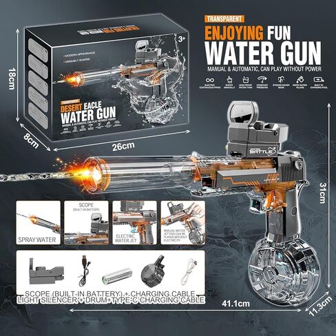 Automatic Electric Water Gun for Adults & Teens – High-Powered Squirt Gun with LED Lights, 32FT Range, 500ml Tank, IP67 Waterproof Outdoor Toy for Pool & Beach – Also Great for Kids Ages 8-12. in Saudi Arabia