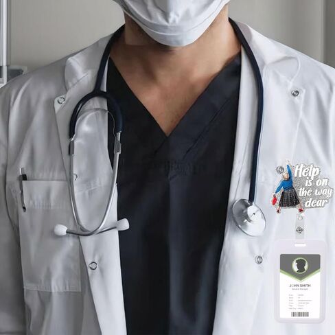 Help is on The Way,Funny Retractable Badge Reel for ID Card Badge,Retractable Badge Holder Alligator Clip for Nurse,Medical Assistant,Nursing Student,Teacher (Pink) in Kuwait