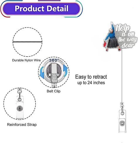 Help is on The Way,Funny Retractable Badge Reel for ID Card Badge,Retractable Badge Holder Alligator Clip for Nurse,Medical Assistant,Nursing Student,Teacher (Pink) in Kuwait