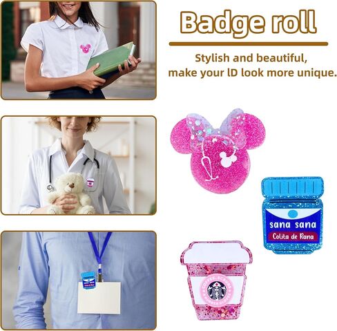 3 Pc Cute Nurse Badge Reel, Retractable for Nurses, Pharmacy, Medical Assistant, Alligator Clip (Red+Blue) in Kuwait