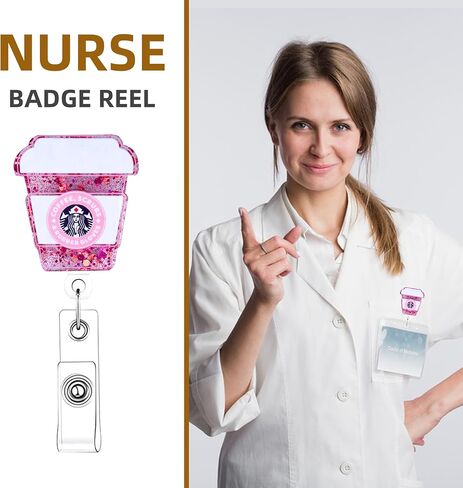 3 Pc Cute Nurse Badge Reel, Retractable for Nurses, Pharmacy, Medical Assistant, Alligator Clip (Red+Blue) in Kuwait