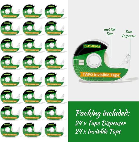 Clear Tape with Dispenser - 18 Pack Frosted Writable Invisible Tape for Home, Office, School, Gift Wrapping, Paper Repair - 7/10" x 800" in Saudi Arabia