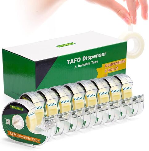 Clear Tape with Dispenser - 18 Pack Frosted Writable Invisible Tape for Home, Office, School, Gift Wrapping, Paper Repair - 7/10" x 800" in Saudi Arabia